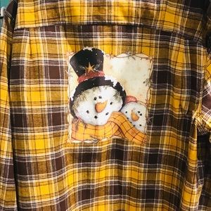Flannel Christmas Shirt / Snowman